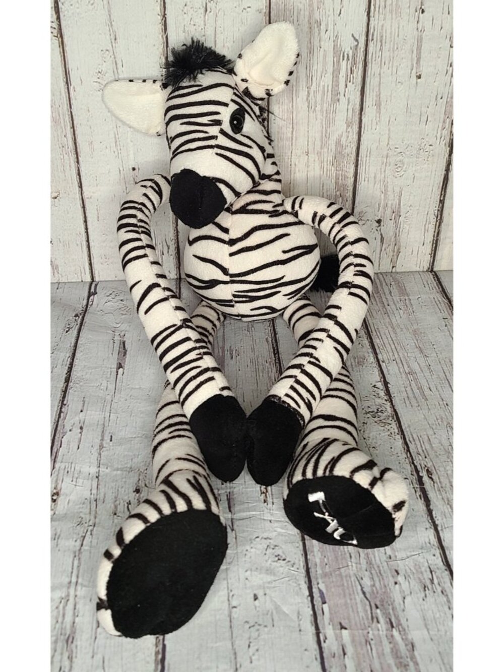 16" 2014 FAO Schwarz Tug-a-Lug Zebra Plush Long Sliding Arms Legs Toys R Us
